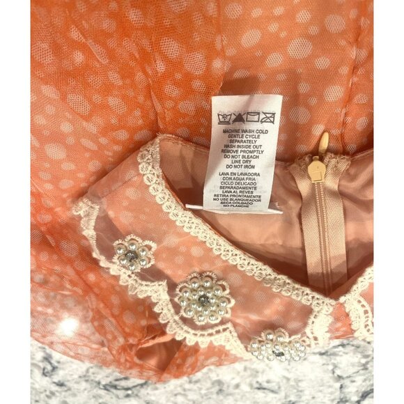Bonnie Jean Orange Polka Dot Twirl Collar Fancy Easter Party Dress Girls Size 4 - Picture 9 of 12